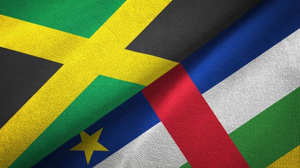 Jamaica and Central African Republic two flags textile fabric texture  - Photo, Image