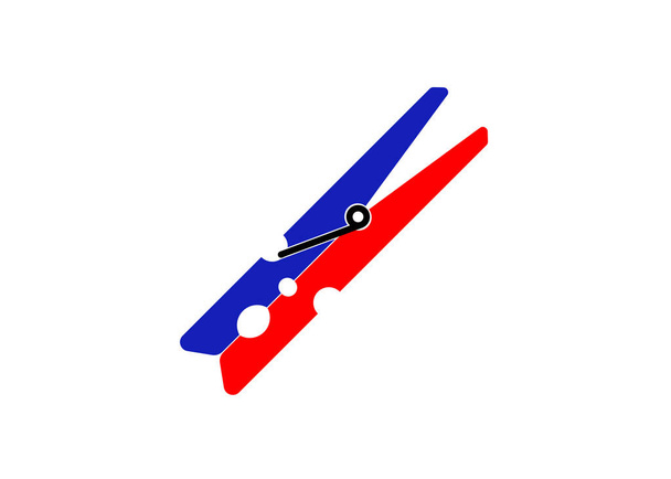 Ruha PEG, Clothespin színes Icon design vektor art illusztráció izolált vagy fehér háttér  - Vektor, kép