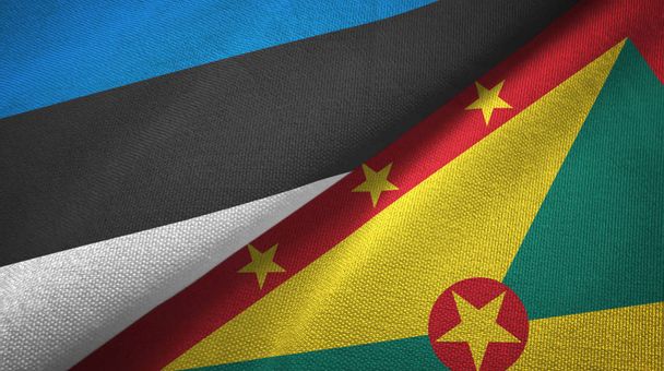Észtország és Grenada két zászló textilszövet, szövet textúra - Fotó, kép