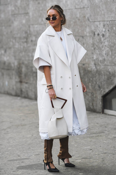 Milan, Italy - February 21, 2019: Street style Influencer Nina Suess after a fashion show during Milan Fashion Week - MFWFW19 - Foto, afbeelding