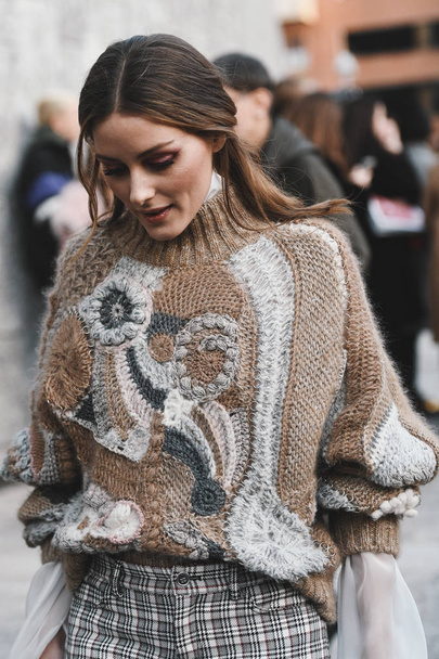 Milan, Italy - February 20, 2019: Olivia Palermo after a fashion show during Milan Fashion Week  - MFWFW19 - Fotoğraf, Görsel