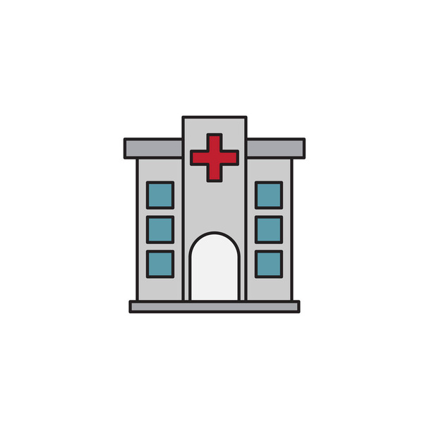 ikona wektora budynku szpitala, na białym tle - Wektor, obraz