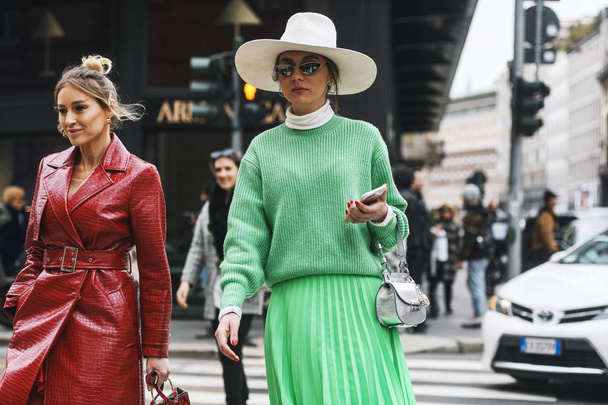Milan, Italy - February 23, 2019: Street style Outfits before a fashion show during Milan Fashion Week - MFWFW19 - Photo, Image