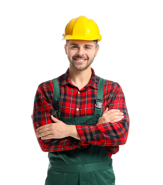 Male worker on white background - Photo, Image