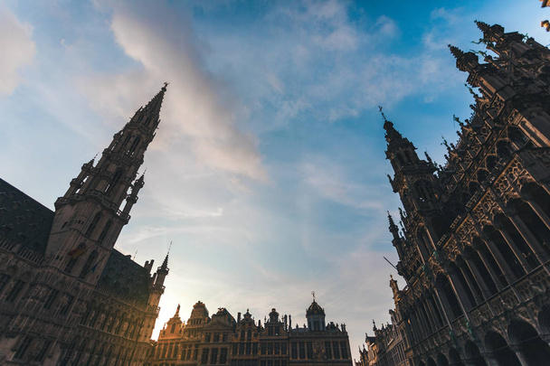 Grand Place in Brussels at sunset, Belgium - Foto, imagen