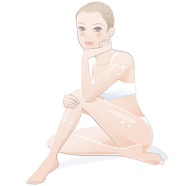 Красива молода жінка з ідеальним тілом у білій білизні
 - Вектор, зображення