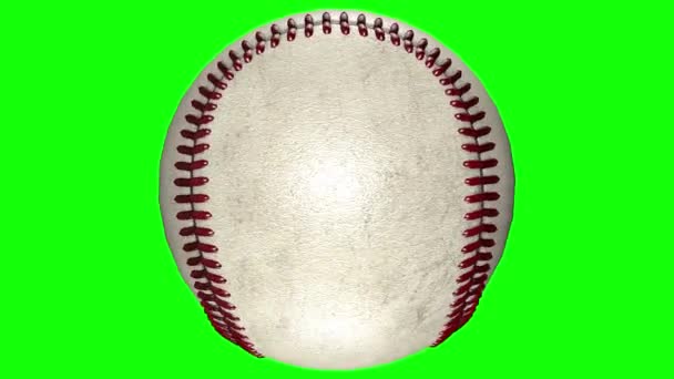 3D animation, baseball ball rolling in middle of transparent background. - Кадры, видео
