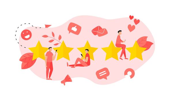 Five star customer rating. Concept of feedback - Vector, Image