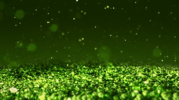 grün glänzend glitter nahtlose Schleife abstrakte Textur Nahaufnahme Makrohintergrund - Filmmaterial, Video