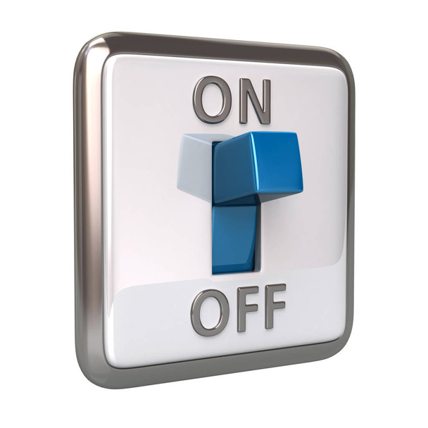 Blue switch in the on position 3d illustration - Photo, image