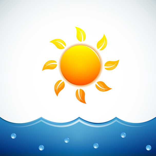 illustration vectorielle du soleil et de la mer - Vecteur, image