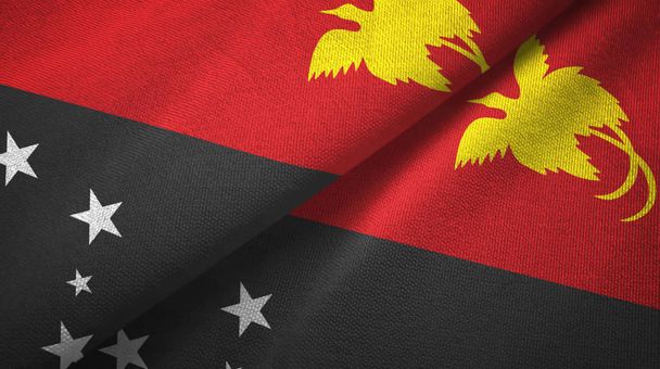Papua-Nová Guinea dvě vlajky textilní tkaniny, textura - Fotografie, Obrázek