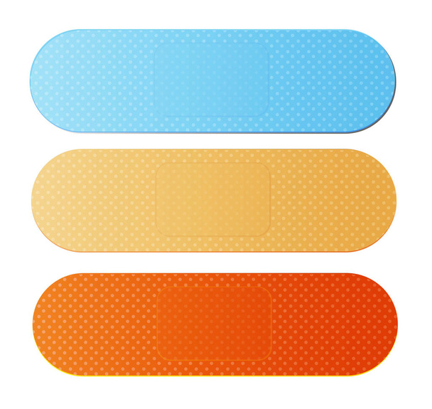 band aids in different colors isolated on white - Vector, Image