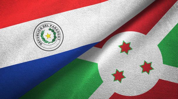 Paraguay and Burundi two flags textile cloth, fabric texture  - Photo, Image