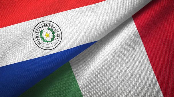 Paraguay and Italy two flags textile cloth, fabric texture - Photo, Image