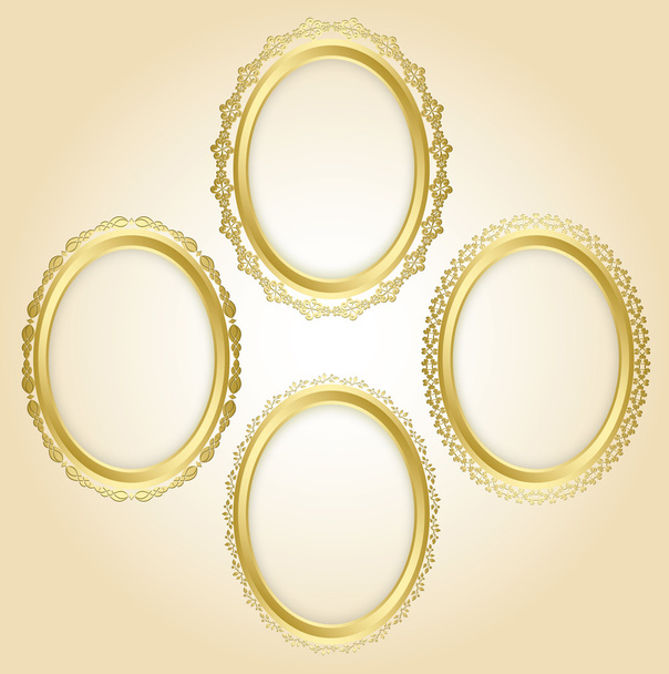 beautiful gold oval decorative frames - vector set - Vector, Image