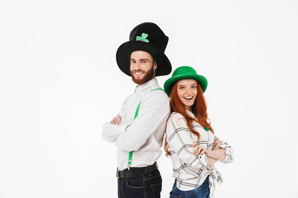 Happy young couple wearing costumes, celebrating - Photo, Image