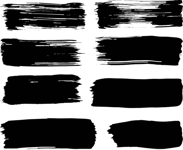 Set of vector brush strokes. Dirty ink texture splatters. Grunge rectangle text boxes. - Vector, Image
