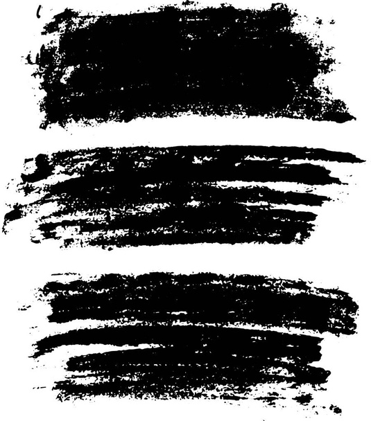 Set of vector brush strokes. Dirty ink texture splatters. Grunge rectangle text boxes. - Vector, Image