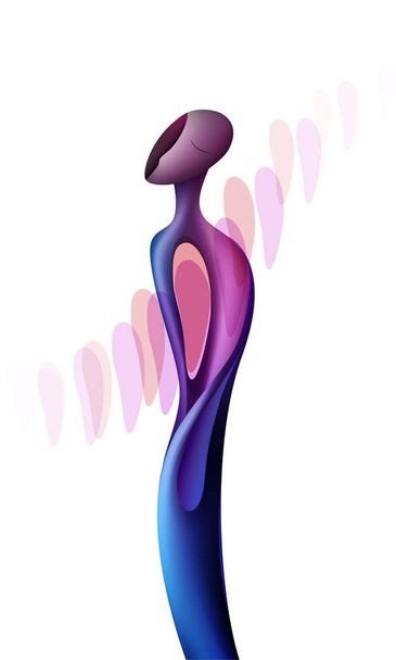 happy woman abstract shape on the white background, colors and shape of emotions concept, - Vektör, Görsel