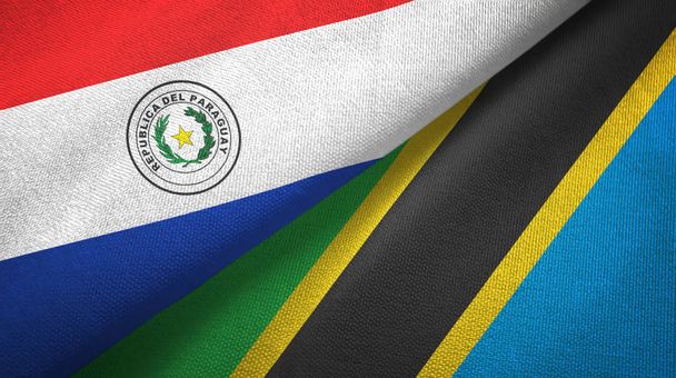 Paraguay and Tanzania two flags textile cloth, fabric texture - Photo, Image
