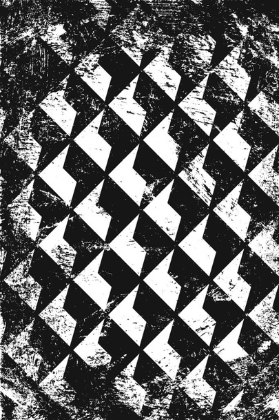Grunge absztrakt geometriai minta. Függőleges fekete-fehér háttér. - Vektor, kép