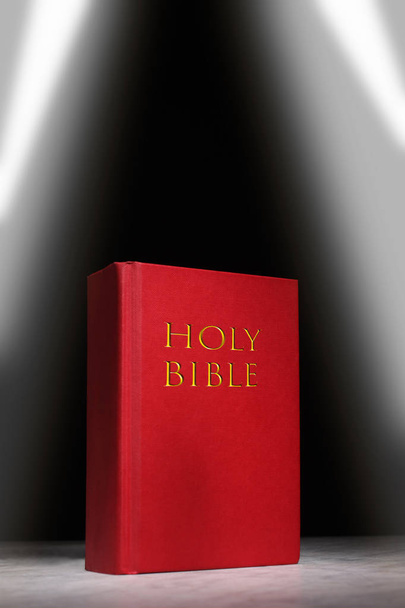 holy bible book rest on a marble table with copy space for your text - Photo, image