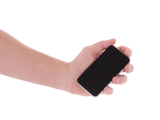 Touch screen smartphone in hand on white background - Foto, immagini