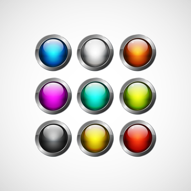 Set of metal buttons - Vector, Image