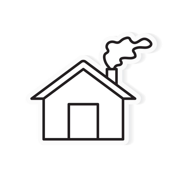 μόλυνση στο σπίτι που εκπέμπει αέρα, εικονίδιο καπνού-απεικόνιση διάνυσμα - Διάνυσμα, εικόνα