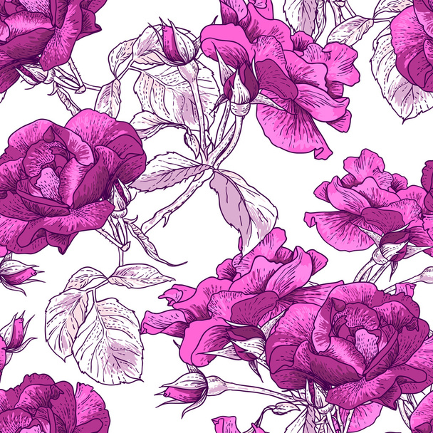 Beautiful Seamless Rose Background - Vector, Image