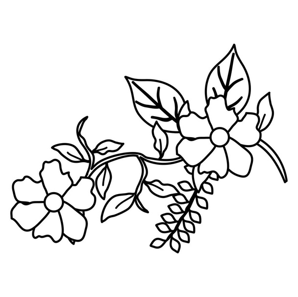flower and leafs decorative icon - Vecteur, image