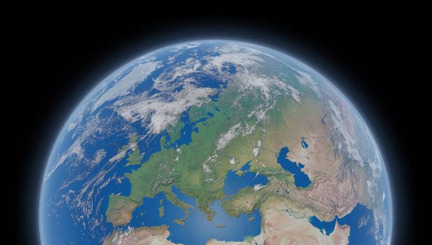 Вид голубой планеты Земля в космосе
 - Фото, изображение