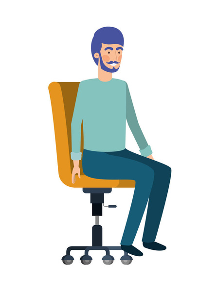 Mann mit im Bürostuhl sitzender Avatarfigur - Vektor, Bild