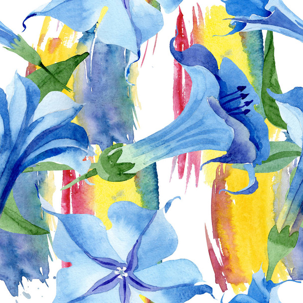 Modré květinové květy. Vodný obrázek pozadí-barevný. Bezespání vzorek pozadí. - Fotografie, Obrázek