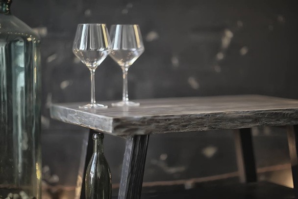 concept alcohol glass / beautiful glass, wine restaurant tasting aged wine - Photo, Image