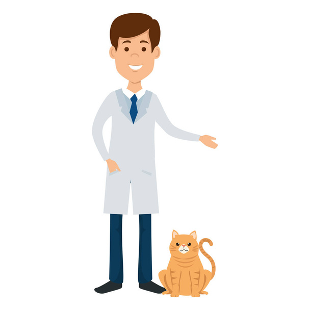 veterinary doctor with cat avatar character - Vector, Image