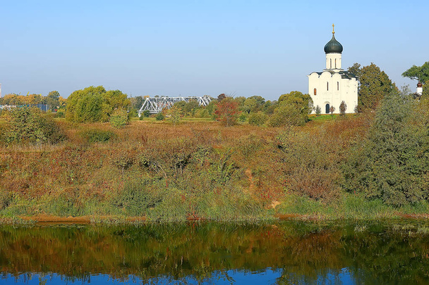 church summer landscape orthodox / summer landscape, faith religion architecture of Russia - Фото, изображение