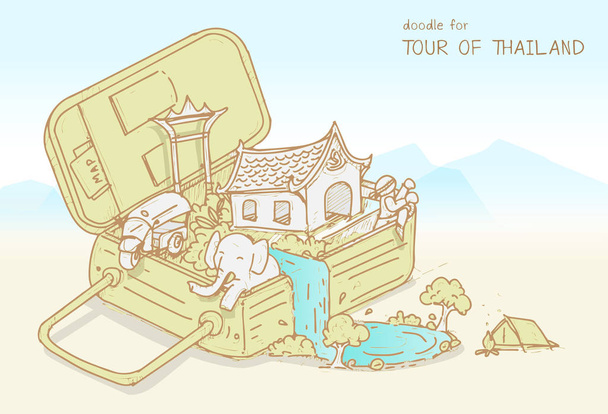 Una ilustración vectorial que viaja con equipaje a Tailandia, la cultura de Tailandia. Info elemento gráfico / icono / símbolo, diseño vectorial
  - Vector, Imagen