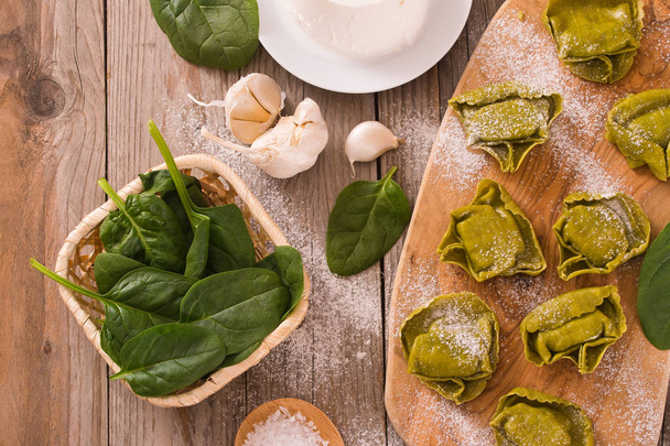 Spinach ravioli with ricotta cheese filling. - Photo, Image
