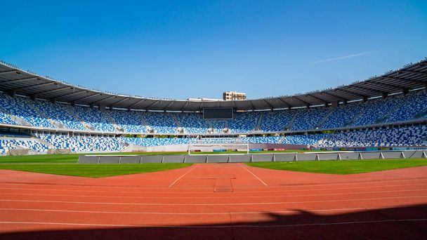 Tbilisi, Georgia - 08.05.2019: view of soccer field stadium and  - Foto, Imagen