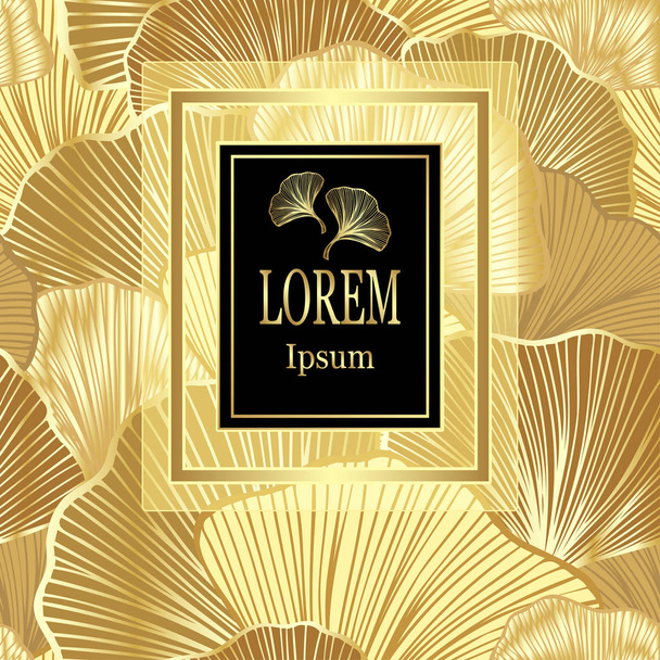 Sablon csomag vagy szórólap a luxus háttér levelek arany a kozmetikai vagy parfüm vagy sampon, illetve a csomag tea vagy címke, vagy a márka könyv - Vektor, kép