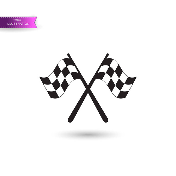Two crossed racing flags isolated vector icon - Vector, Image