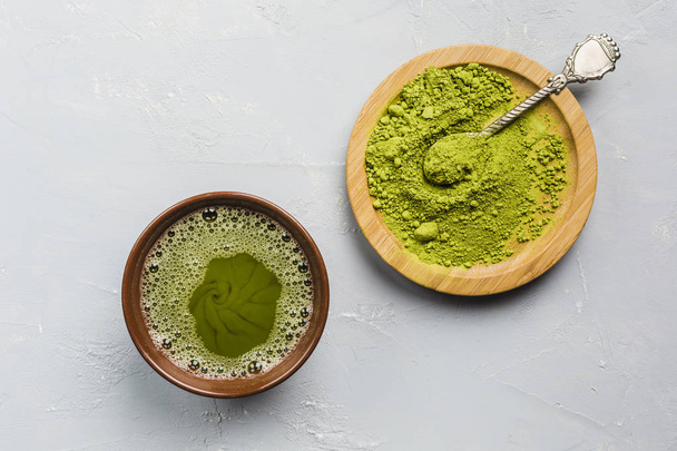 Matcha green tea powder  - Fotoğraf, Görsel