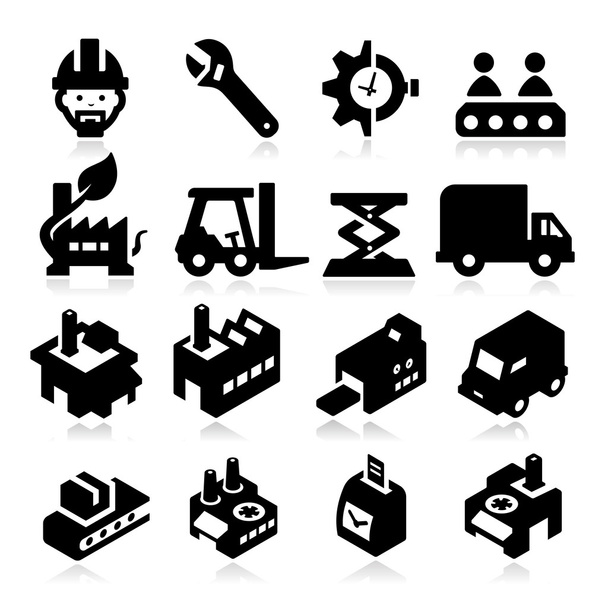 Factory Icons - Vector, Image