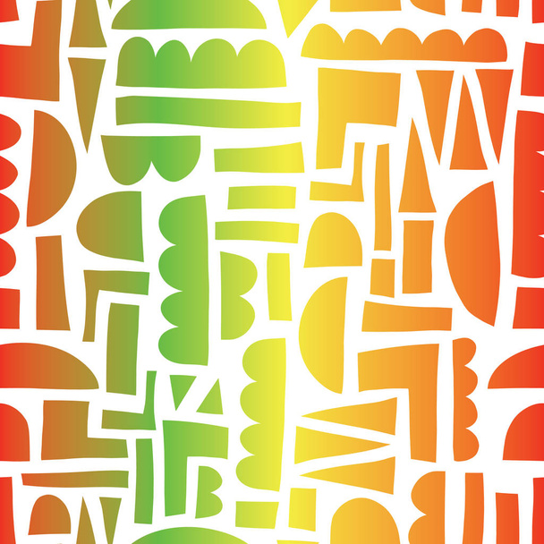 抽象的な形状レゲエ色シームレスベクトルパターンペーパーカットコラージュスタイル - ベクター画像