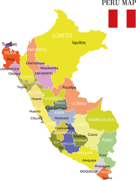 Ilustracja wektorowa mapy Peru - Wektor, obraz
