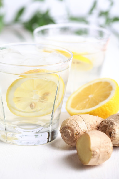 Glass with ginger lemonade. - Фото, зображення