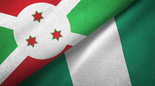 Burundi a Nigérie dvě vlajky textilní tkaniny, textura textilií - Fotografie, Obrázek