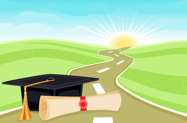 Αποφοίτηση λαμπρό μέλλον - Διάνυσμα, εικόνα